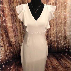 IVANKA TRUMP flutter sleeve v-neck dress